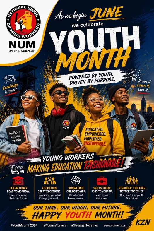 _cosatu's tweet photo. #NUM Youth Structure wishes the youth in South Africa joyous #YouthMonth celebrations @Newzroom405 @UNYouthAffairs https://t.co/eVh5Lrf0hf
