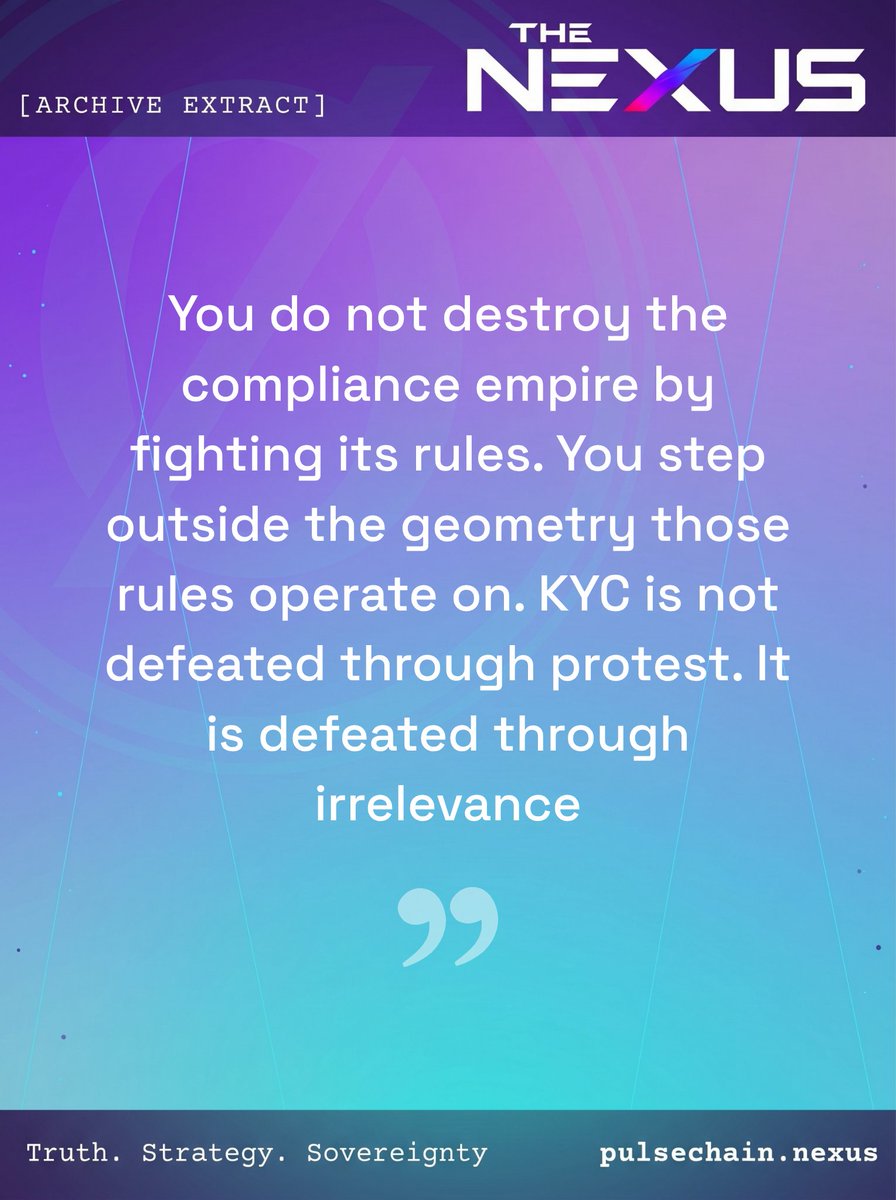 i_am_zerotrust's tweet photo. The ultimate defense against financial surveillance isn't protesting the rules, it is making them obsolete...
https://t.co/0e0ZD4dn4c
#ProveX #OptOut #FinancialPrivacy #PeerToPeer #Trustless #CryptoRegulation #DecentralizedFinance https://t.co/Z2CC1UadSH