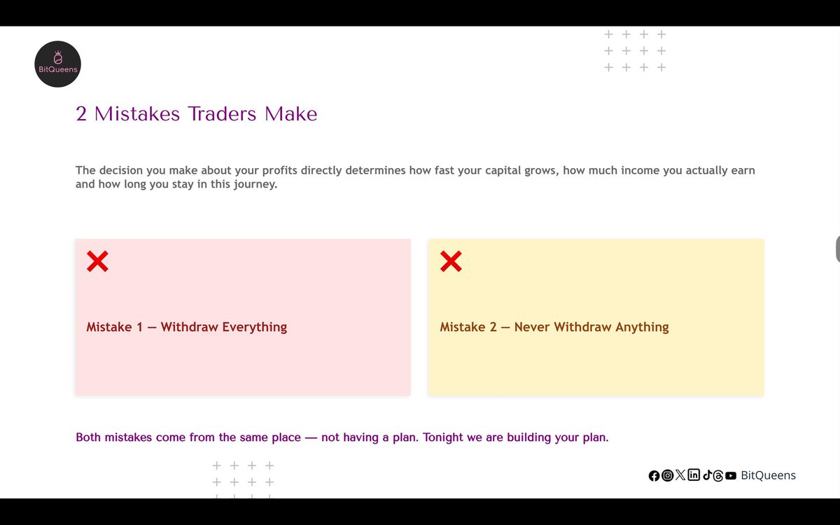 bitqueens_'s tweet photo. There comes a point in every trading journey when the question is no longer:

"Can I make a profit?"

It's:

"What should I do with the profit I've made?"

That was the conversation we had at BitQueens yesterday.

🧵 https://t.co/4hlGMFo3IB