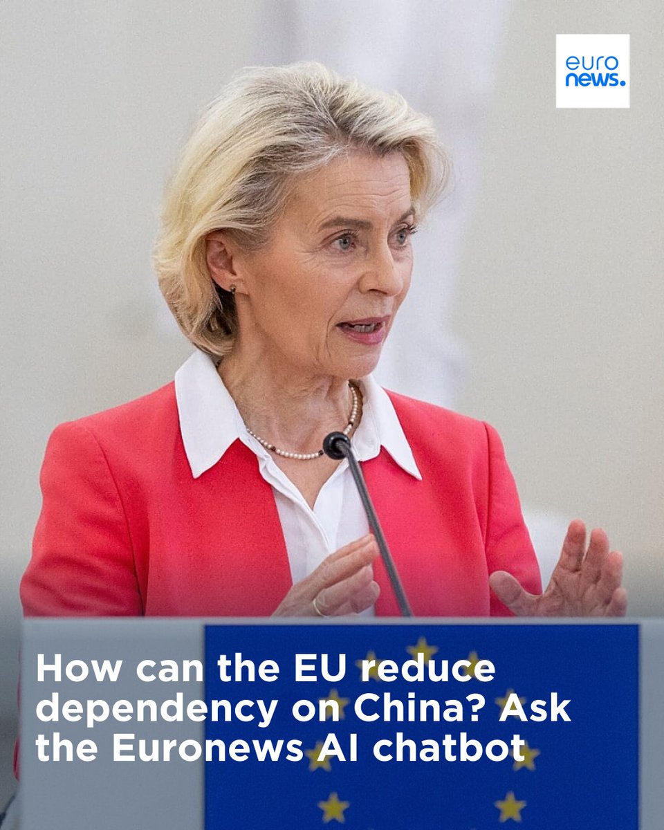 euronews's tweet photo. Europe wants to de-risk from China to reduce its vulnerability in areas key to economic security and green transition. But how has the EU boosted its strategic autonomy so far? Ask the Euronews AI chatbot. #EuXl
➡️ https://t.co/Yb7br5wDFy https://t.co/0knttWqvKy
