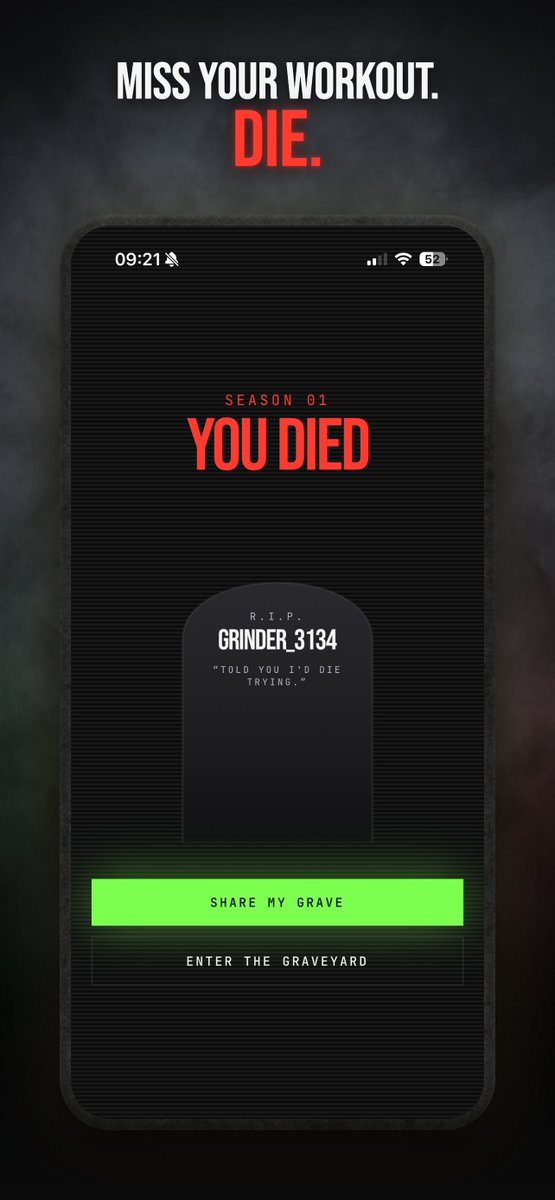fitordieapp's tweet photo. Most fitness apps reward consistency.

Fit or Die punishes failure.

Set a weekly workout goal, sync with Apple Health, survive the season, outlive your rival.

Miss your goal and your character dies.

Public beta is now live 💀

https://t.co/T0Te4OcEMi https://t.co/ixEaHwy4ZT