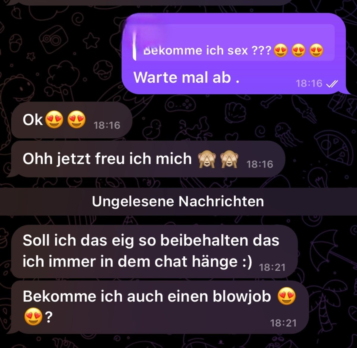 Lunasoleil161's tweet photo. Wenn du mir die Nummer von deiner Freundin gibst... und wir dir dann einfach zusammen die Hölle heiß machen... 🤣 er hat natürlich nichts bekommen , außer einen schönen Cage 🤣

Und damit guten Morgen! Übrigens haben wir ihn gestern im Wald schlafen lassen, mit Tomaten im Arsch 🤭