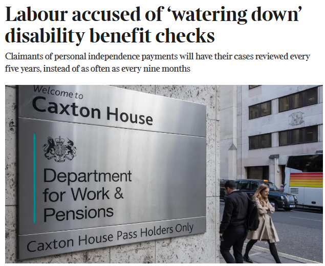 CutMyTaxUK's tweet photo. People claiming disability benefits by claiming they are stressed will no longer have the stress of being checked every nine months. Instead the check will take place every five years.

Taxpayers are being treated like mugs. https://t.co/ky0bOpfXpD