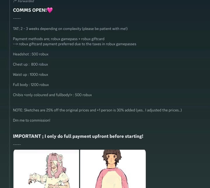daisycosm's tweet photo. Apparently there was someone on discord using my art &amp; comm work to scam people, I’ve used discord to advertise comms before but that was so long ago and I don’t currently use discord to advertise comms anymore! https://t.co/d8BNIJWeq1