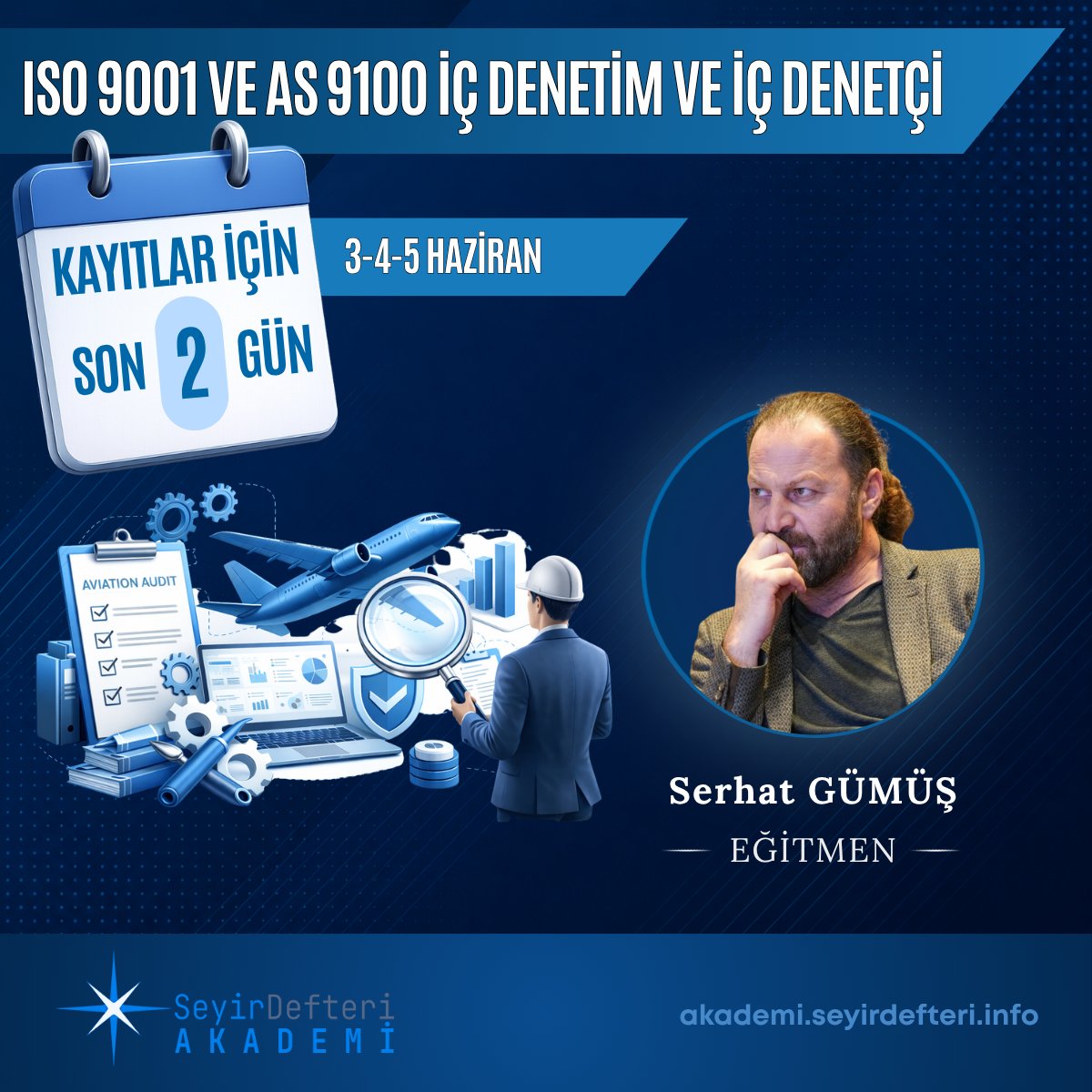 SeyirDefteriAKD's tweet photo. 📢 Kayıtlar İçin Son 2 Gün

ISO 9001 ve AS 9100 İç Denetim ve İç Denetçi 

🗓️Eğitim Tarihleri: 3 - 4 - 5 Haziran 2026
⏰ Süre: 24 Saat
💻Platform: Online  

Detaylar için: https://t.co/sTXgAkIYJf

#SeyirDefteriAkademi #MaviKanatlar #ISO9001 #AS9100 #Denetim #Denetçi #Yetkinlik https://t.co/4Lo12asGD9