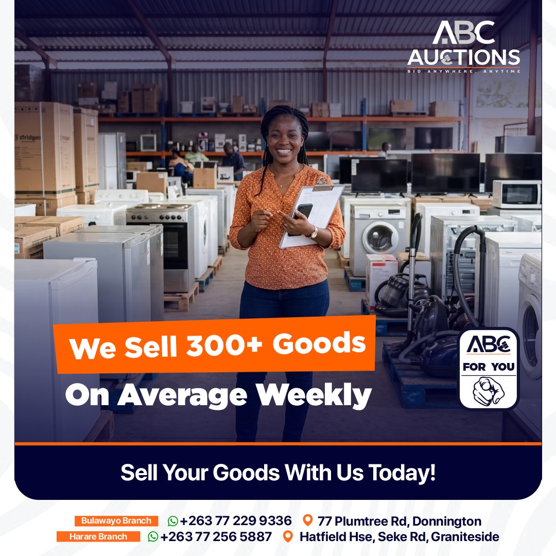 abc_auctions's tweet photo. Sell With Us at ABC Auctions!

Skip the stress and uncertainty of selling on your own. We make it easy, safe, and hassle-free to turn your goods into cash.

With 300+ goods sold weekly on average, your items are in trusted hands.

Book Your Collection Today and let us handle the rest!
Contact us via WhatsApp on +263772565887
Or use this link https://t.co/K80xYaNHzc