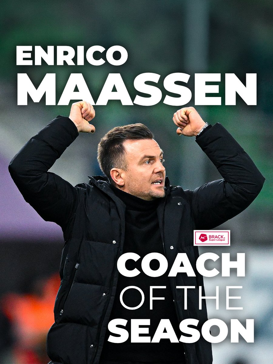 News_SFL's tweet photo. Enrico Maassen is your Brack Super League Coach of the Season. In the vote, you overwhelmingly chose the @FCSG_1879 coach. 🔴🏆 https://t.co/FFizghxhth