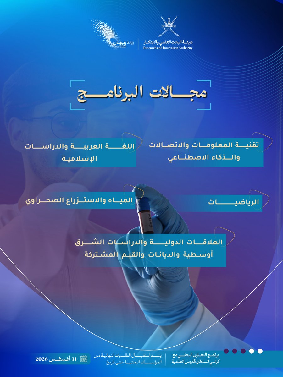 هيئة البحث العلمي والابتكار - سلطنة عمان tweet media