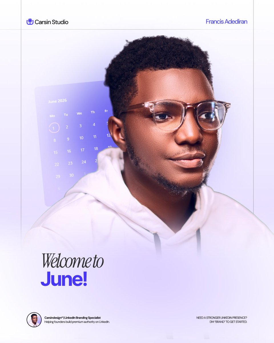 CarsinDesign's tweet photo. Welcome to June.

Same banner since April?
Same weak headline?
Same empty featured section?

This June: Change that.

Strategic visual branding. Custom banner. Optimized featured section. Cohesive identity.

Your profile becomes a 24/7 credibility engine.

DM "BRAND" and let's go.
