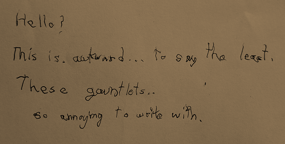 HaliteMonastery's tweet photo. In My defense I had not picked up a brush since the last time I had tried to write a letter to my master.

(And-.. ouch... my hand hurts already. Is this all it takes to strain my dough? Not the continuous training, but merely writing after a long time?) https://t.co/JojtZK65Dc