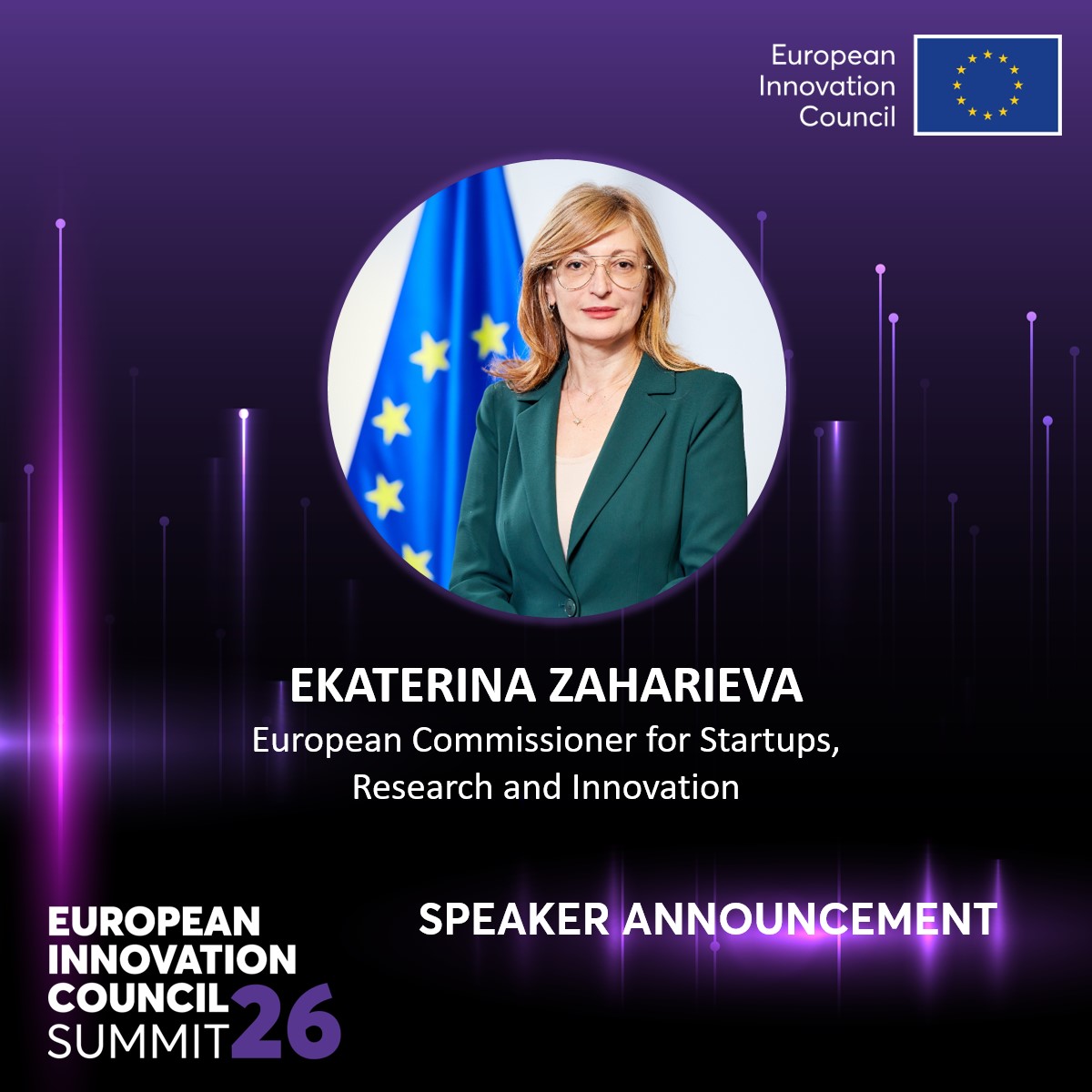 EUeic's tweet photo. Excited to welcome Commissioner @EZaharievaEU to the #EICSummit26 this week 🚀

She will speak on the Startup Europe Fund, the future of innovation in Europe and present the winners of the European Women Innovators Prize.

➡️ https://t.co/IW3HeTxSdY https://t.co/KJdNoOpC67