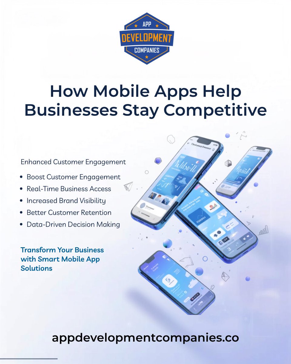 AppDevFirms's tweet photo. 📱 Mobile apps help businesses boost customer engagement, increase brand visibility, and make smarter decisions with real-time insights.🚀 Stay ahead with custom mobile app solutions.#MobileAppDevelopment #BusinessGrowth #DigitalTransformation #AppDevelopment #MobileApps https://t.co/9ZzCRLKRGe