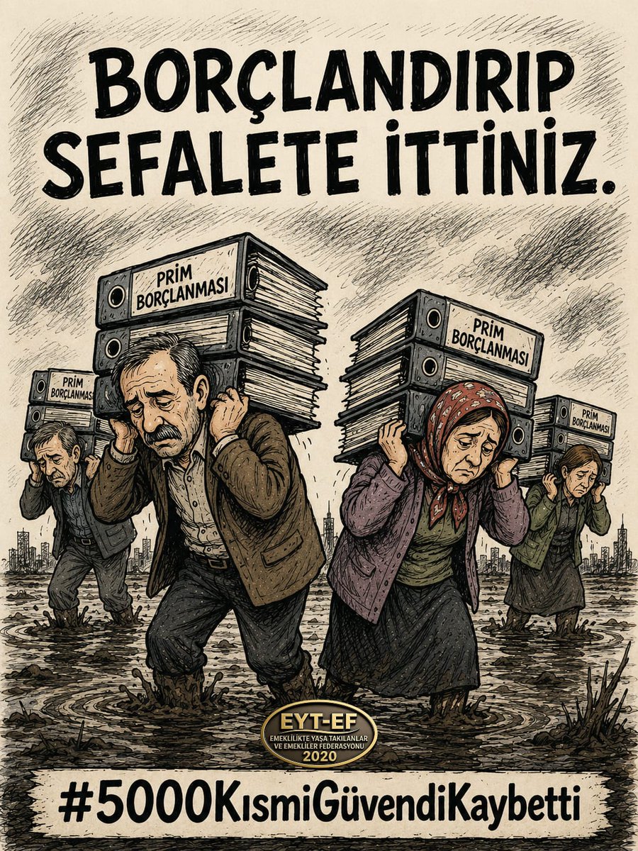 KirikkaleEytEf's tweet photo. EYT
👇
#5000KısmiGüvendiKaybetti

"Hak teslim edilecek"dediniz.
Güvendik !

"Mağduriyet bitecek"dediniz.
İnandık !

Ancak yasayı eksik çıkarıp,
5000 Kısmi'yi kaderine terk ettiniz.

Borçlandırıp, sefalete ittiniz.

Nerede Adalet?

#iktidarEmekliyiKaybetti
@RTErdogan
@isikhanvedat https://t.co/VaUHlEALsF