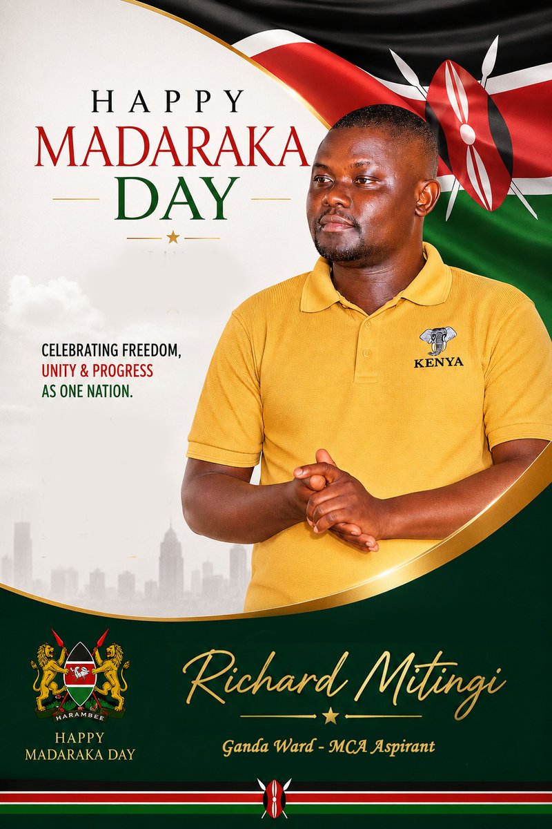 RMitingi's tweet photo. Heri ya Siku ya Madaraka! 🇰🇪

Tunapoadhimisha siku hii muhimu katika historia ya taifa letu, tuwakumbuke mashujaa waliopigania uhuru wetu na tujizatiti kujenga Kenya yenye umoja, amani na maendeleo kwa wote. https://t.co/eDyN0pO61b