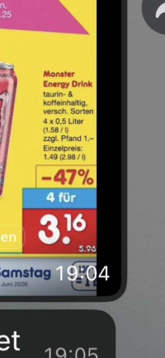 bill_radierer's tweet photo. @YalaBr @DD_HRO @LinusBoeckenhof @steffdocx Unten rechts steht aber das Pfand 1€ heißt doch auch dass damit 4 Dosen gemeint sein müssen https://t.co/kIY5Wh6yJ9