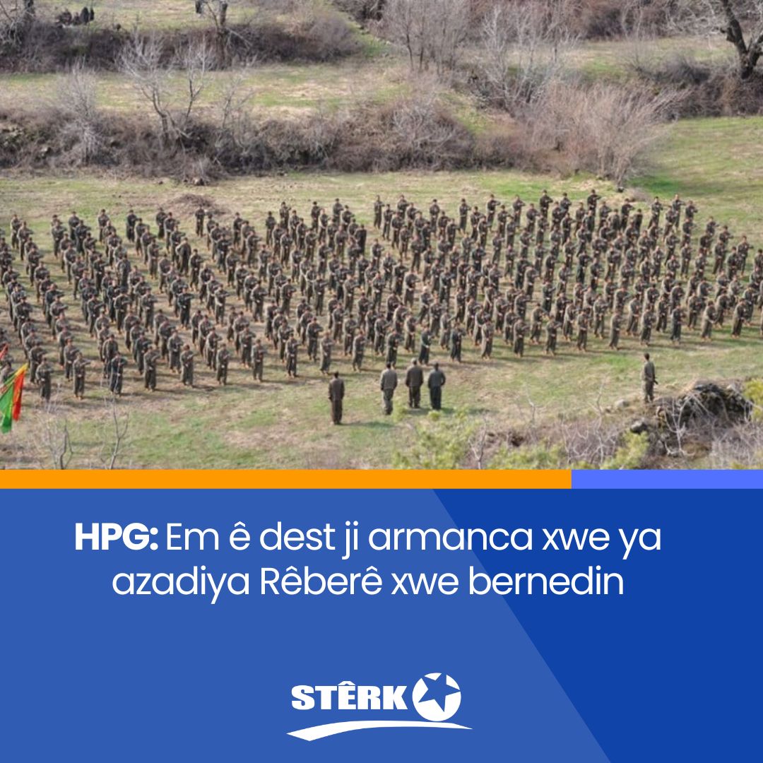 sterktv2026's tweet photo. 🚩HPG'ê salvegera 22'emîn a pêngava 1'ê Hezîranê pîroz kir û diyar kir ku wê rihê fedaî yê Apoyî di asta herî bilind de temsîl bikin û bi kûrbûneke mezintir di xeta milîtaniya Apoyî de qet û qet ji armanca misogerkirina azadiya Rêbretî û gel venegerin.

#Pengava1eHezirane #HPG https://t.co/ZYx81dlr3e