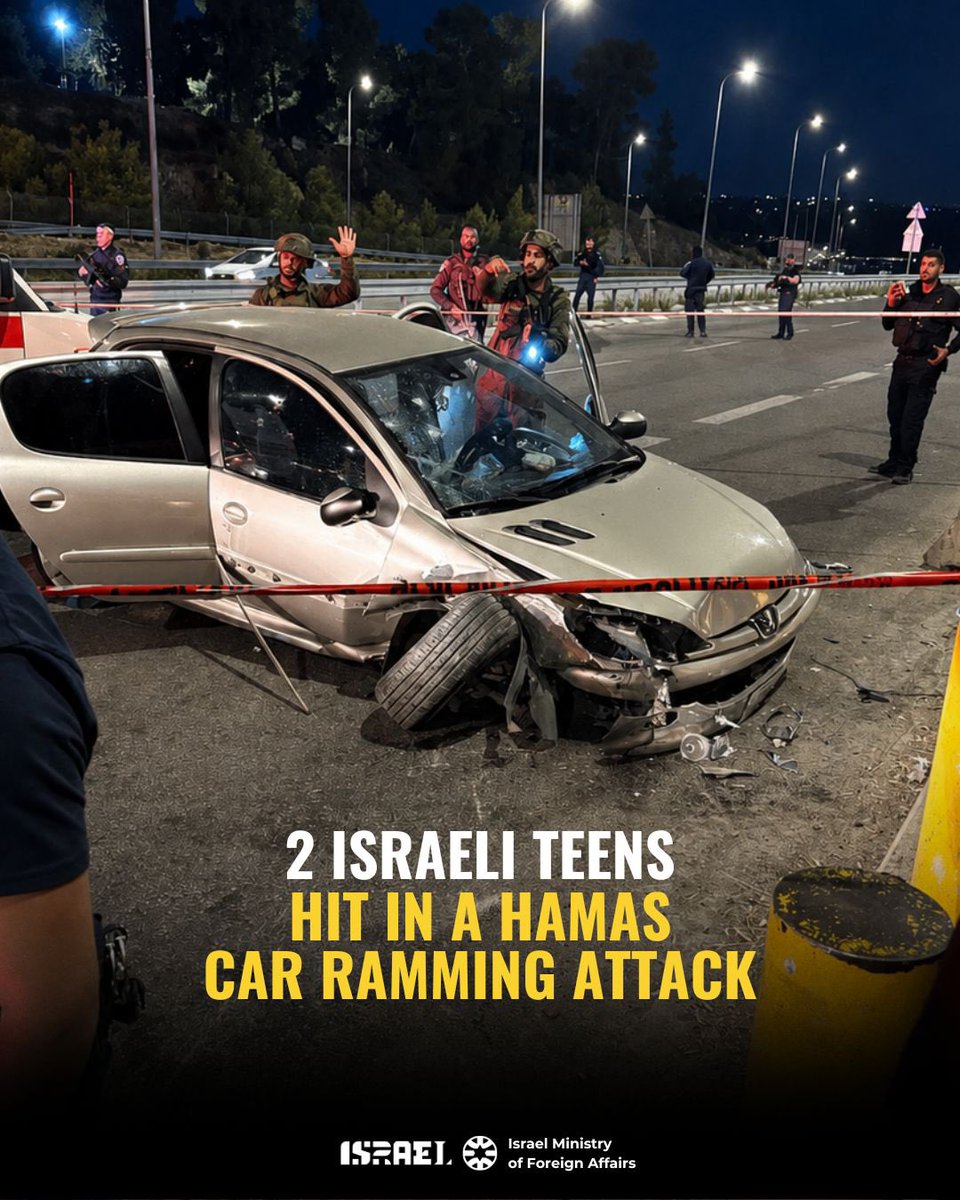 IsraelMFA's tweet photo. Two teenage girls, aged 17 and 15, were injured in a Palestinian car-ramming terror attack at the Gush Etzion Junction on Sunday May, 31st. One remains in serious condition.

The terrorist drove into a bus stop before being neutralized by an IDF soldier, who then provided emergency care to the victims.

We wish the girls a full and speedy recovery. 💔