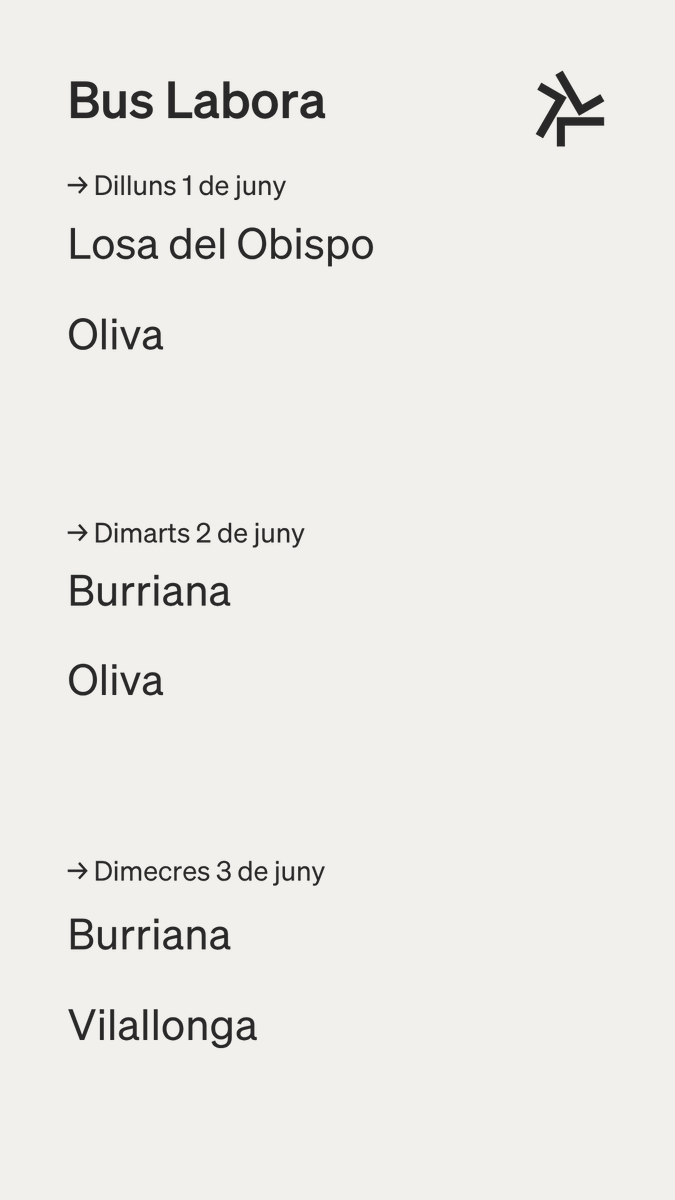 GVAlabora's tweet photo. 🚍Vos deixem la ruta del #busdeLabora
🗓️ Del 1 al 5 de juny
🕘 A partir de les 10 h.
🚐 Labora t'acosta totes les oportunitats d'#ocupació, #formació i #orientaciólaboral.
 #SomLabora https://t.co/ae5MzwicVZ