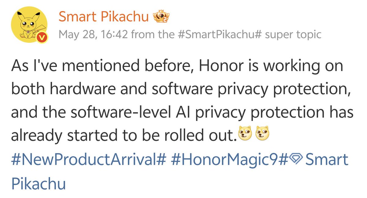 ayansonunigam's tweet photo. Honor Magic 9 Series × Privacy Display 🚨
Honor is working on both hardware and software privacy protection, and the software-level Al privacy protection has already started to be rolled out
#Honor #HonorMagic9 https://t.co/FXXtZPBPci