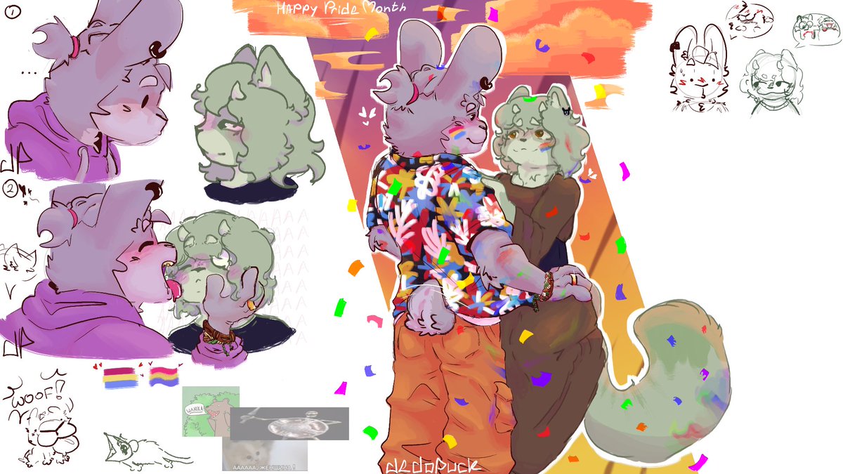 dedopuck's tweet photo. #HappyPrideMonth #furry #furryart 
My wife and I congratulate you on the holiday 🏳️‍🌈 https://t.co/1Ln2dgiBUx