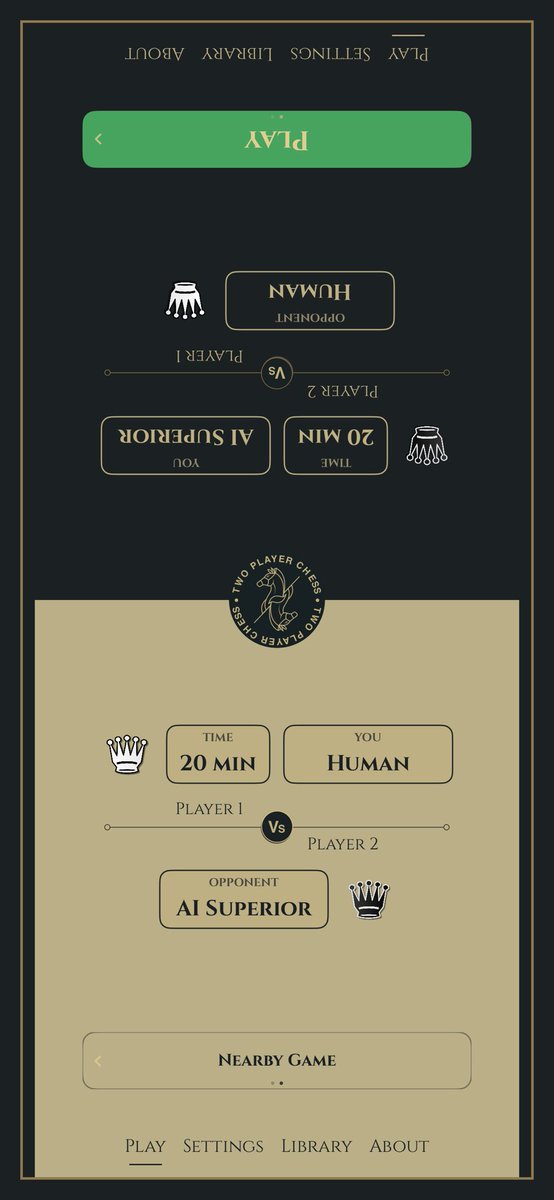 adrianmcphee's tweet photo. After rewriting from Flutter/Dart to Swift I shipped this Nearby Games feature in Two Player #Chess over the weekend. You can now play over bluetooth or wifi (otherwise offline) across two devices.  #twoplayerchess https://t.co/YwxD63YC5x https://t.co/2ajXK64aRv