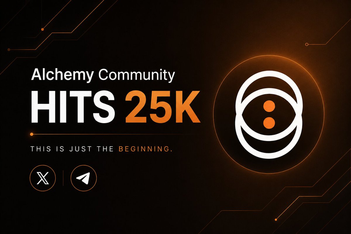 Alchemy_L2's tweet photo. The Alchemy community has grown to over 25,000 members across X and Telegram 🚀

This is just the beginning. https://t.co/7XS3cNUkQr