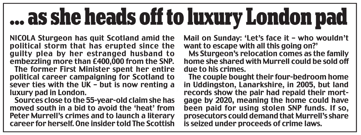 AgentP22's tweet photo. The independence dream ended with:

🚐 A motorhome
☕ Coffee machines
👙 Designer purchases
💷 £400,000 embezzled
🏙️ A luxury London pad

You couldn't write a more embarrassing final chapter for Nicola Sturgeon. https://t.co/d3nuT3dfaM