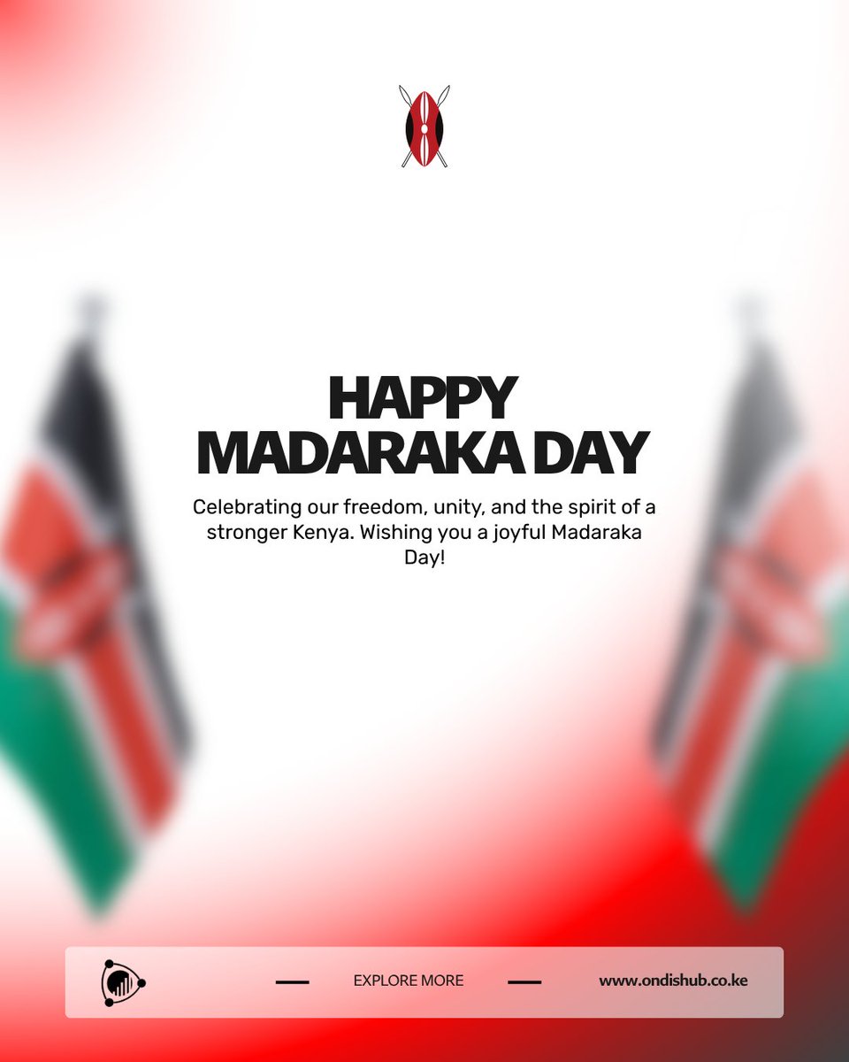 TeamONDISHub's tweet photo. Just as Madaraka represents the freedom to shape our own future, businesses today have the opportunity to shape theirs through innovation, technology, and strong digital foundations.

Here's to a Kenya that continues to build, create, and lead.

Happy Madaraka Day from Ondis Hub. https://t.co/rDWRZk5des