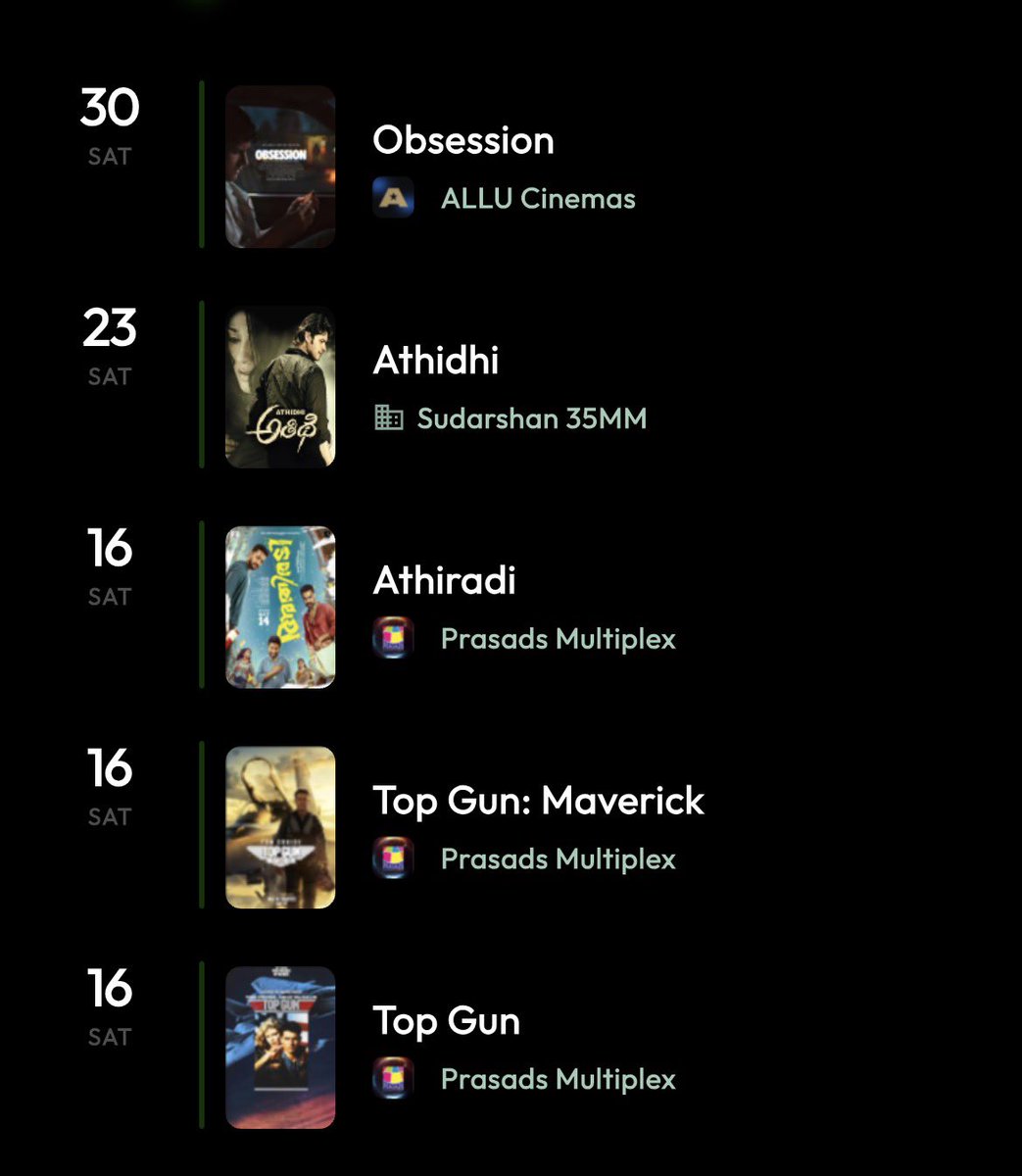 theframeaddict's tweet photo. My May in theatres 🍿🎬

A little lighter than previous months, but still a fun mix of old favorites, re-releases, and new experiences.

Yet strangely, no Telugu movie has me genuinely excited right now.

Best experiences:
Top Gun at @PrasadsCinemas
#Athidhi4K at Sudarshan Fort https://t.co/o9DZlqOLJi
