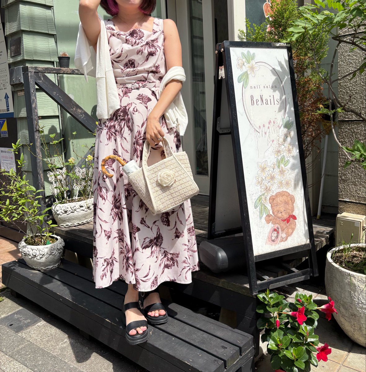 Dahlia Belted Dress （155cm S size）着用。。♡ ネイルサロンへ
