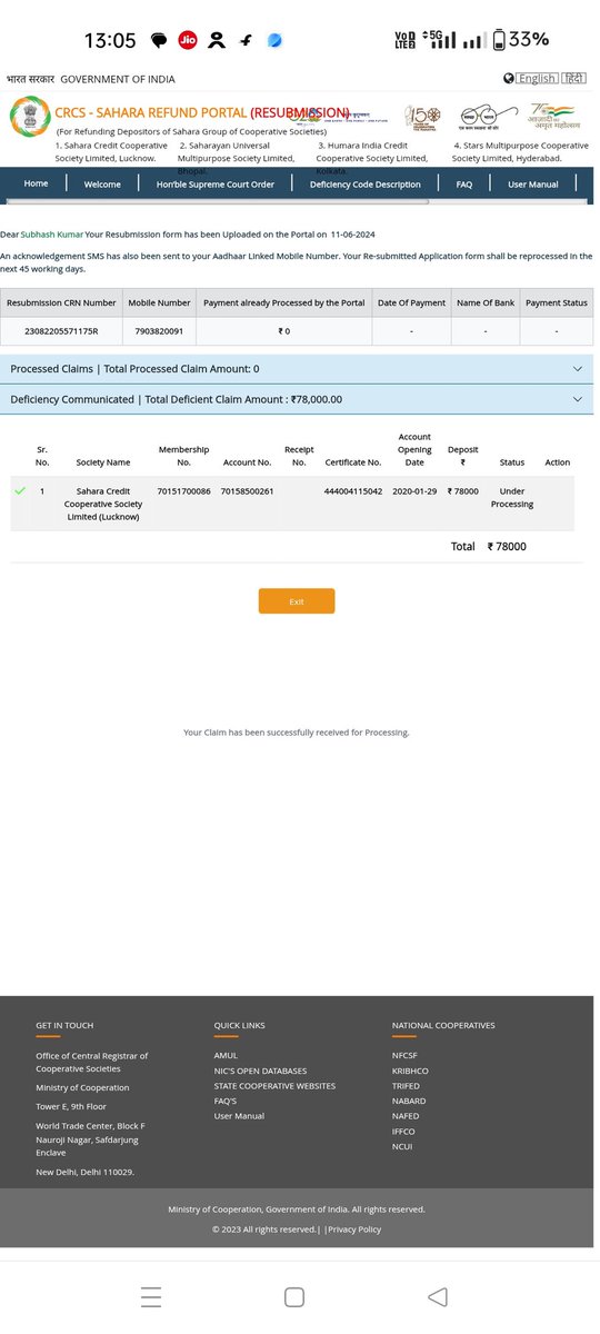 SUBHASH55899856's tweet photo. @AmitShah 
@crcs
11 jun 2024 ko apply kiy h aaj tk under process h 
Payment nhi aaya h sir https://t.co/PDL02tOEBE