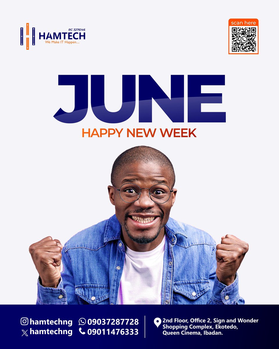 hamtechng's tweet photo. Happy New Week &amp; Welcome to June! 🧡
..
New month, new goals, new possibilities. 
Whatever tech you need, HAMTECH has got you covered.
..
Have a productive week ahead! https://t.co/6ZJ5KD0sED