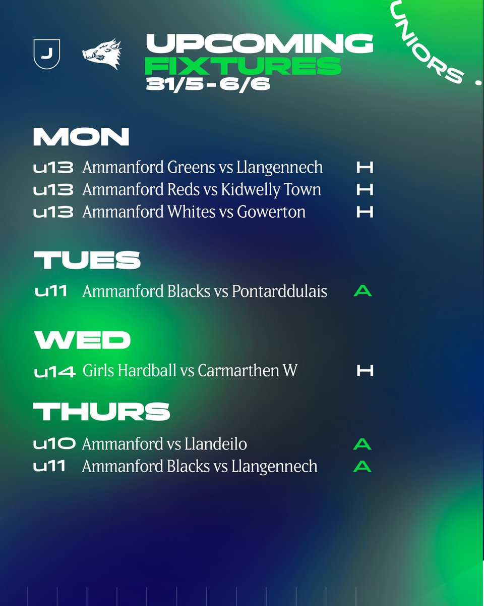 AmmanfordCC's tweet photo. A busy week ahead for our junior setup ๐
#JuniorBoars | #ForgedInGreen https://t.co/sabPfv3P9k