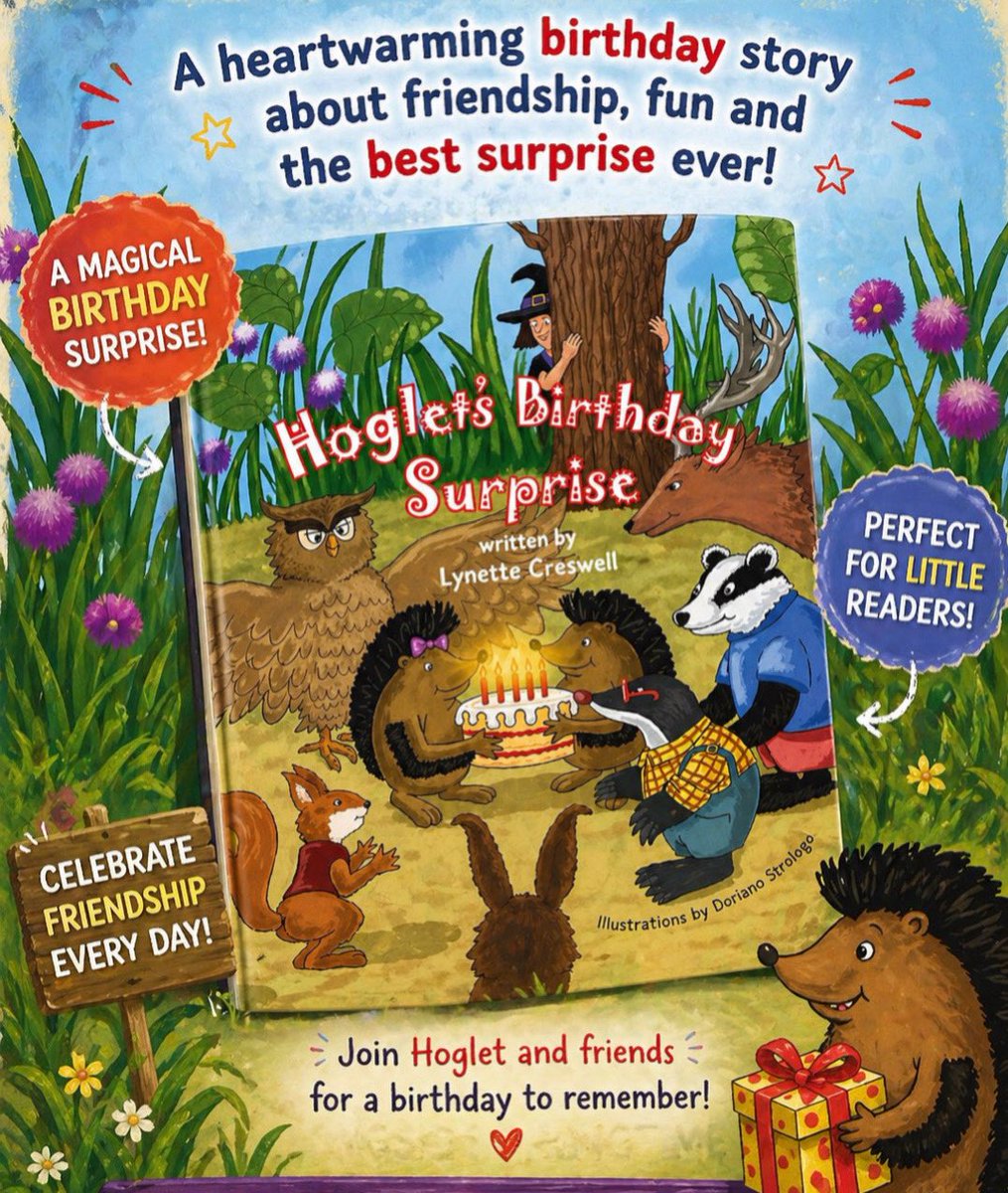 creswelllyn's tweet photo. Hoglets’ Birthday Surprise! ❤️🦔🐾🧙‍♀️

Hoglets, Prickles &amp; Primrose meet a witch! 

But the witch isn’t scary, she’s  lonely. 

Can the hoglets help her make friends? 

This is a great story for KS1. Shows acts of kindness and friendship. ❤️

Link: https://t.co/qk7pAjWfbq
#kidslit https://t.co/nup6l8meg3