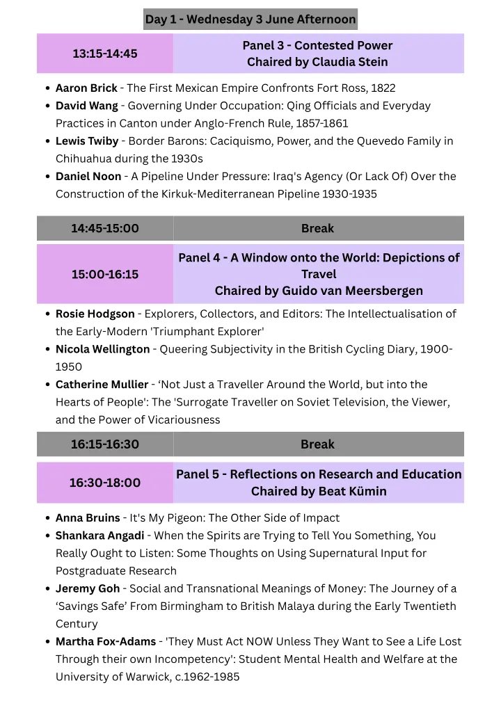 WarwickHist2023's tweet photo. Our program is jam-packed this year! Join us on 3rd and 4th June for two days of exciting research in SO.11! https://t.co/iZuAV6r68q