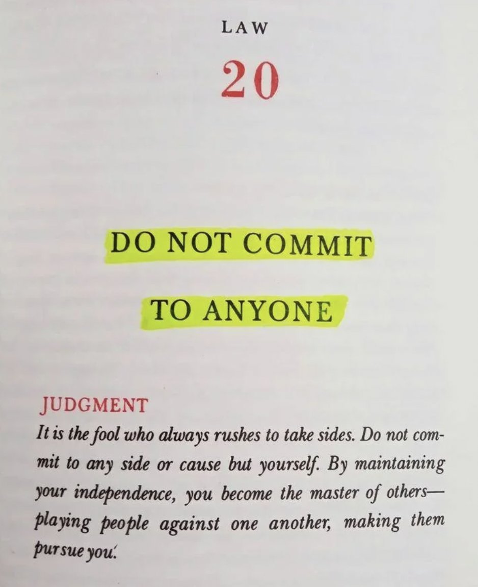 48LawsofPowerr's tweet photo. Do not commit to anyone: https://t.co/eOT0HZbTlu