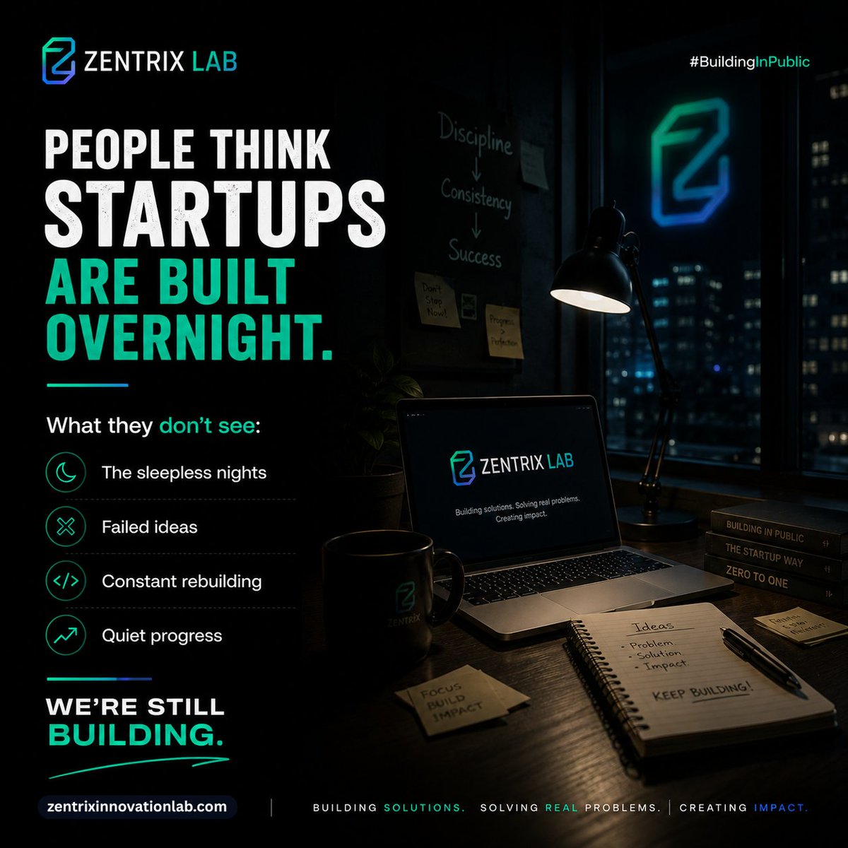 zentrix_lab's tweet photo. People think startups are built overnight.
What they donβt see:
-The sleepless nights
-Failed ideas
-Constant rebuilding
-Quiet progress
Weβre still building= https://t.co/1sqykZ2fXY
#ZentrixLab #StartupNigeria #TechInAfrica #AfricanStartups https://t.co/CkqRk6Mvq7