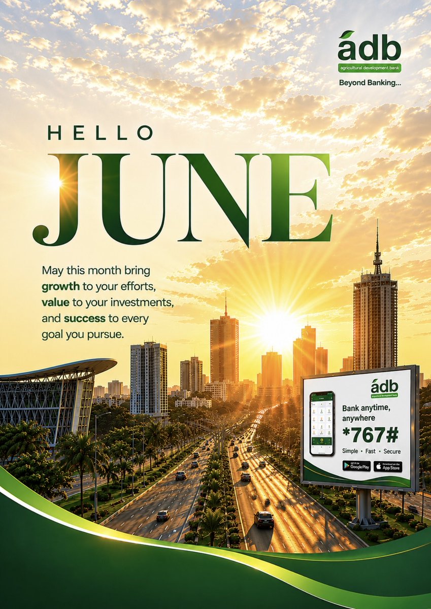 adb_Ghana's tweet photo. HELLO, JUNE! 💚

Wishing you a month filled with growth, progress, and success. #happynewmonth #monday 

ADB, Beyond Banking… https://t.co/sWWVqa7x00