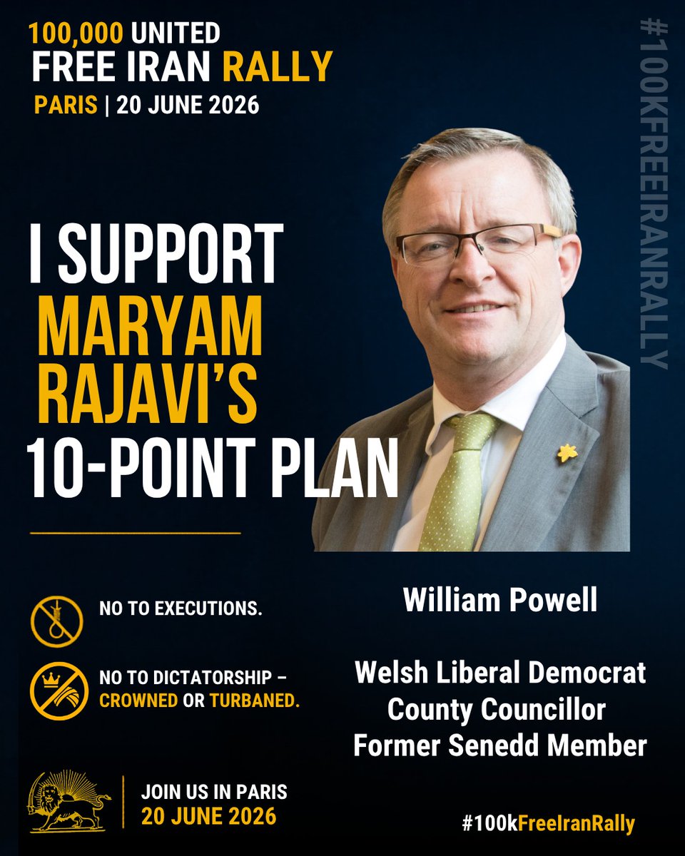 WmPowell2021's tweet photo. The sharp increase in political executions in #Iran over recent weeks &amp; months is appalling. The #IRGC dictatorship must go &amp; @Maryam_Rajavi, together with @iran_policy, offer the only legitimate routemap to restore freedom &amp; democracy🗳 in Iran #TenPointPlan #FreeIran2026 #Paris https://t.co/R76q0QMwKk