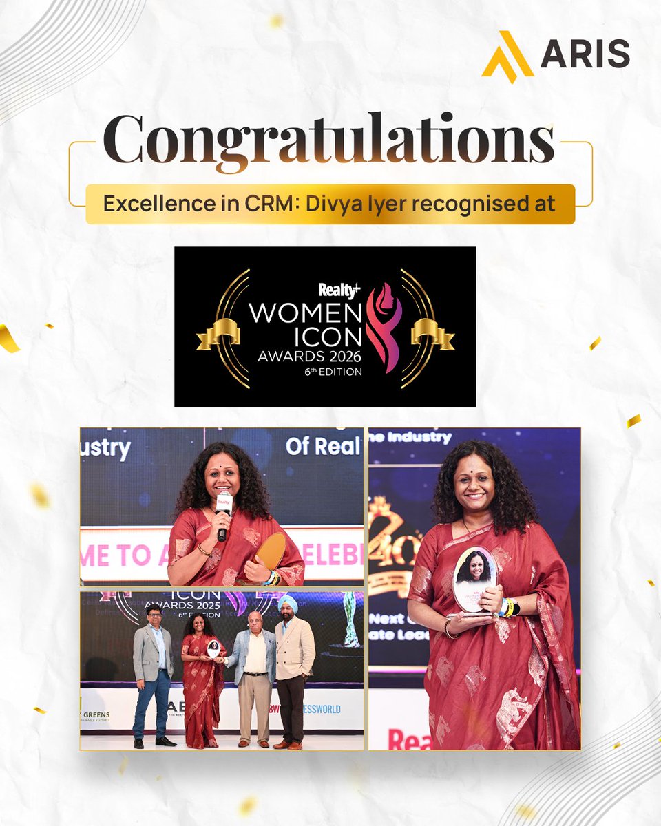 ARIS_ltd's tweet photo. 𝗔 𝗽𝗿𝗼𝘂𝗱 𝗺𝗼𝗺𝗲𝗻𝘁 𝗳𝗼𝗿 𝗧𝗲𝗮𝗺 𝗔𝗥𝗜𝗦!

Congratulations to 𝗗𝗶𝘃𝘆𝗮 𝗜𝘆𝗲𝗿 on being recognised at the 𝗥𝗲𝗮𝗹𝘁𝘆+ 𝗪𝗼𝗺𝗲𝗻 𝗜𝗰𝗼𝗻 𝗔𝘄𝗮𝗿𝗱𝘀 𝟮𝟬𝟮𝟲 for 𝗘𝘅𝗰𝗲𝗹𝗹𝗲𝗻𝗰𝗲 𝗶𝗻 𝗖𝗥𝗠.

#ARIS #Unitern #WomenIconAwards2026 #Awards2026 #ExcellenceInCRM https://t.co/2Gwm20dCM9