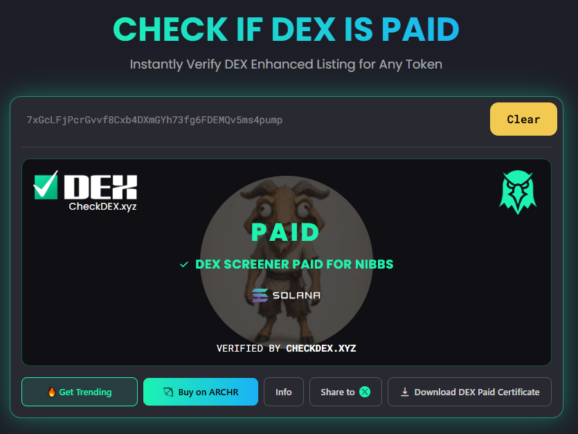 nibbs_sol's tweet photo. Dex is paid! Confirmed by #CheckDEX

https://t.co/0o1WGixKYd

Powered by @GetLitAi https://t.co/Apb8PGTe9l