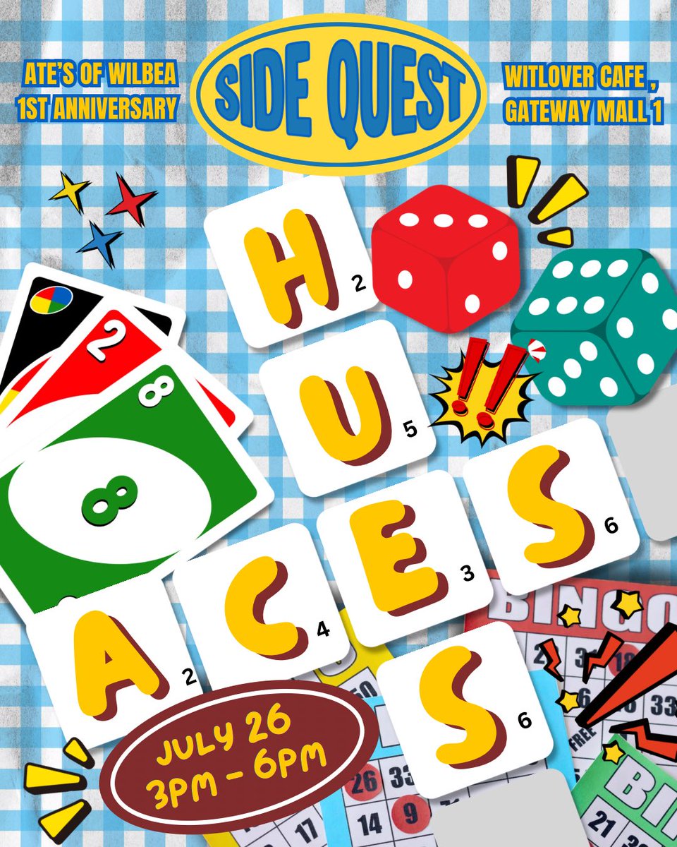 atesofwilbea's tweet photo. Do a SIDE QUEST with us before the concert!

SIDE QUEST: ACES AND HUES 🎲🎨
Ates of Wilbea’s First Anniversary Cupsleeve Event
JULY 26, 2026, 3-6PM
Wiltlover Cafe 
Registration soon 😉

#WilBea #BeaBinene #WilbertRoss https://t.co/z0n01DMav5