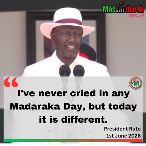 Mastardcesh's tweet photo. "I've never cried in any Madaraka Day, but today it is different."

- President Ruto