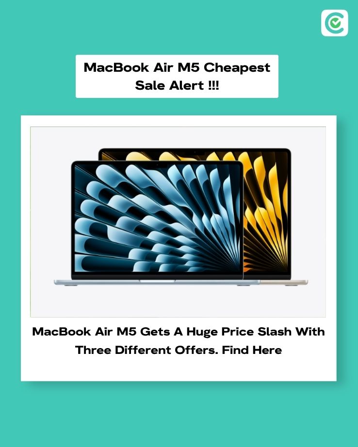 CashifyTechByte's tweet photo. MacBook Air M5 gets more than 30,000 off in Croma's ongoing Apple Sale! Three different offers make this deal more interesting.

Want to know how to apply these offers?

Find the full deal details here: https://t.co/SJEB5kkOea

#macbook #maclaptop #macbookcroma #macbookairm5 https://t.co/hcNw8MaZSB