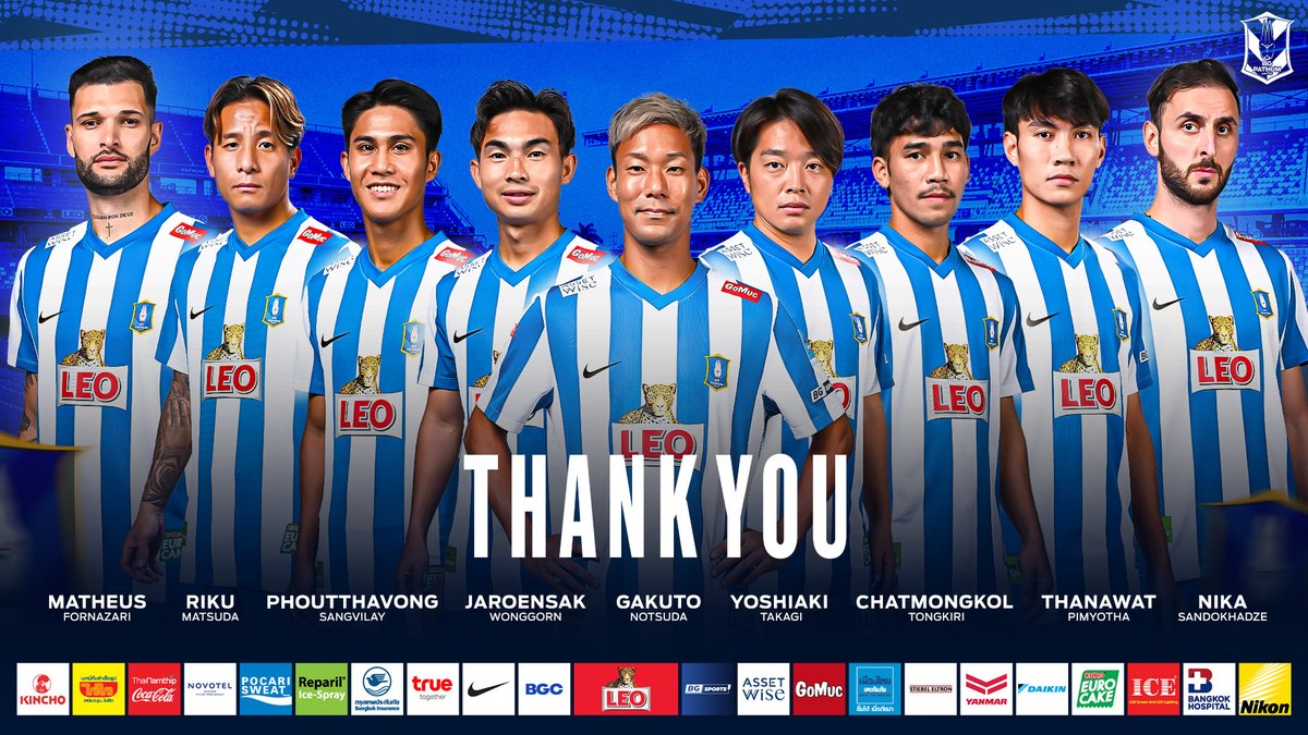 thaireds's tweet photo. #タイリーグ BGパトゥムユナイテッドは、9選手の退団を発表。
石井前監督の下に集まった日本人選手4人のうち、3人が契約満了。
MF17野津田岳人
MF31高木善朗
DF15松田陸

FW14土井智之のみ残留の様です。
#Jリーグ #サンフレッチェ広島 #アルビレックス新潟 #セレッソ大阪 https://t.co/J2WaTiTJXQ