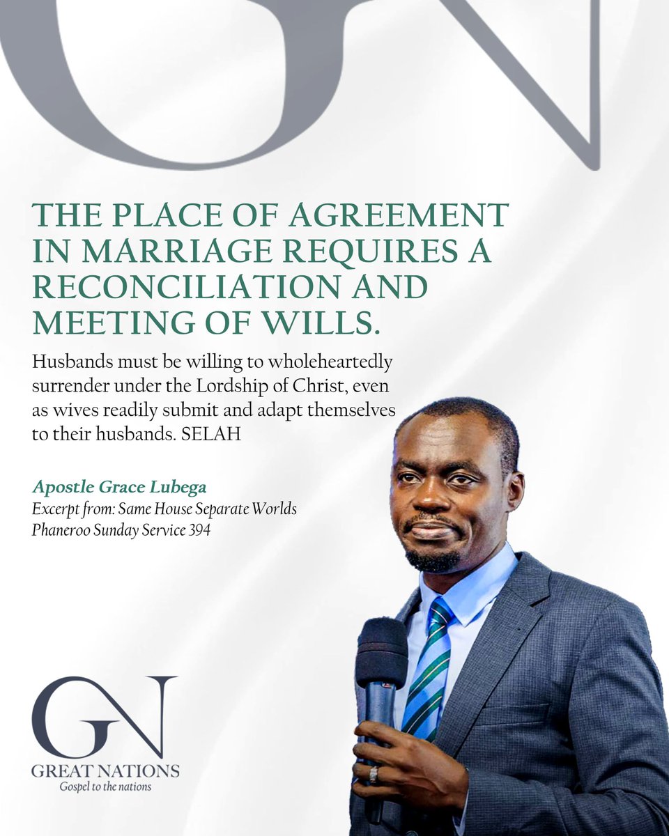 Greatt_Nations's tweet photo. The place of agreement in marriage requires a reconciliation and meeting of wills.
#SameHouseSeparateWorlds
#PhanerooSundayService
#GreatNations https://t.co/KqDEW1Wj25