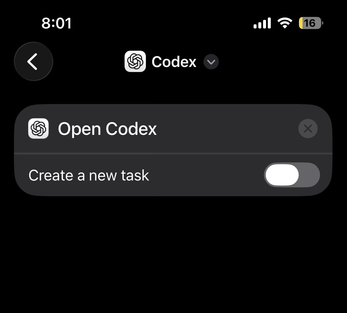 8017's tweet photo. @awwstn Create a Codex iOS Shortcut

Download the logo and add it to your Home Screen.

Boom. https://t.co/KtjpcT2Htp