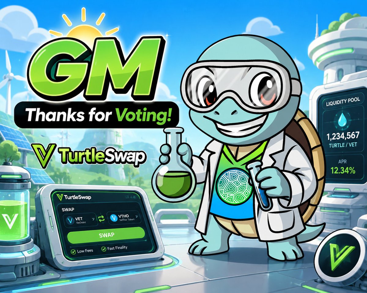 TurtleSwapV's tweet photo. GM VeFam!

Thanks for Voting on us in the VeBetterDAO!

Ya'll are the fuel for a liquid B3TR! https://t.co/IFFQFdmMEH