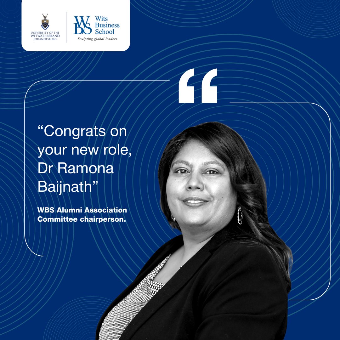 witsbschool's tweet photo. We are proud to feature Dr Ramona Baijnath, the new Chairperson of the #WitsBusinessSchool Alumni Association Committee!

Please join us in welcoming Ramona, we look forward to the insight and leadership that she will bring to our committee. #SculptingGlobalLeaders #WBSAlumni https://t.co/PIp0jG7XmU