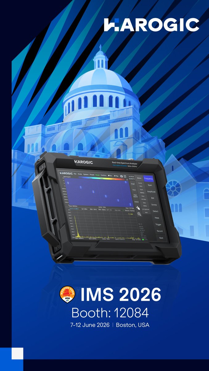 HAROGIC's tweet photo. 40 GHz Real-Time Spectrum Analysis.
Portable Spectrum Monitoring.
One Booth.
Meet HAROGIC at #IMS2026 Booth 12084 and discover cost-effective RF solutions built for engineers and spectrum professionals.
📍 Boston
📅 June 7–12, 2026
#RFEngineering #ims2026 #Microwave https://t.co/pGlRc7tPW4